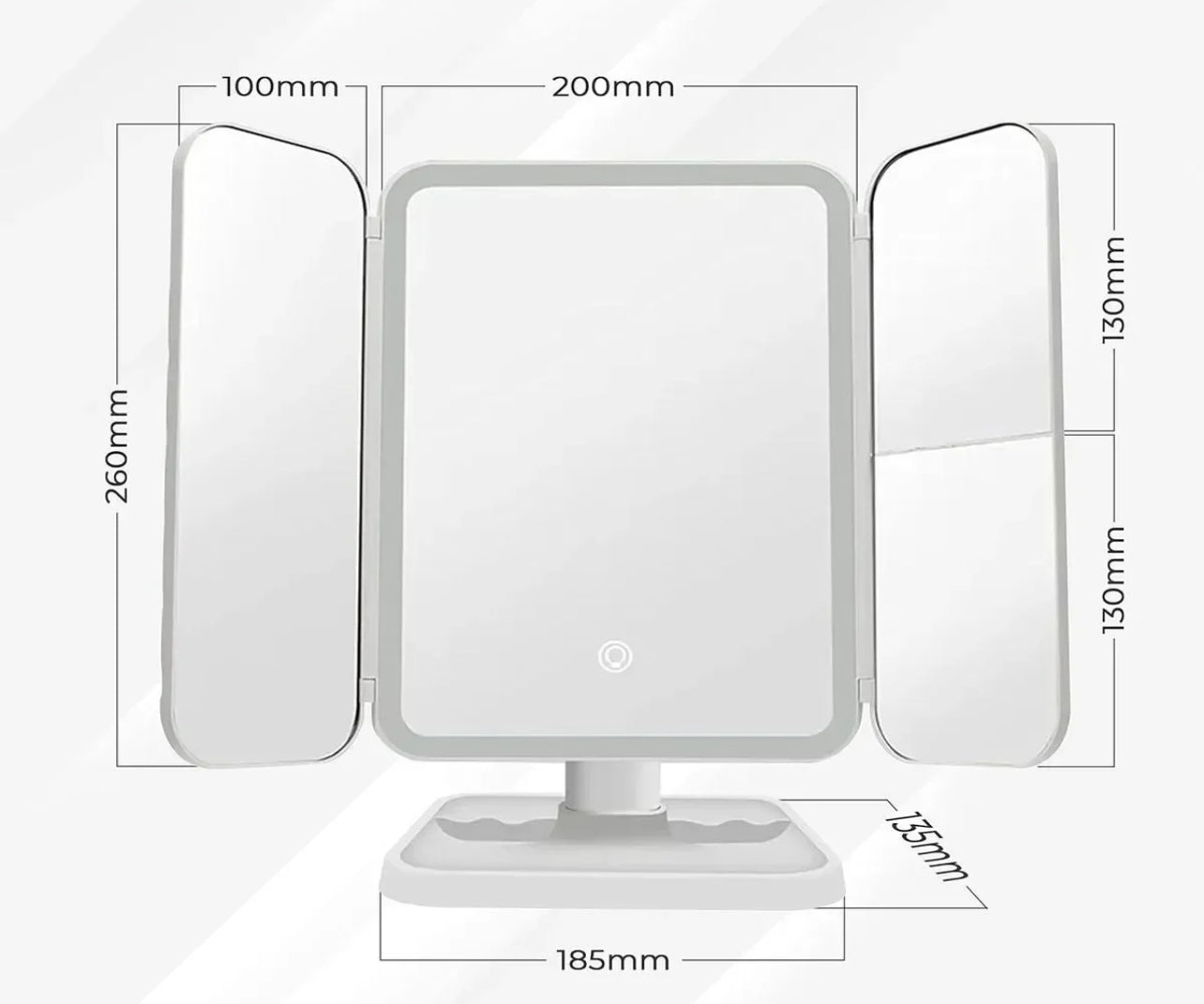 Sanoosh® Touch LED 3 Kanatlı Makyaj Aynası